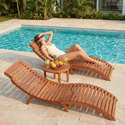 Acacia Wood Folding Chaise Lounge Chair (Set of 2)