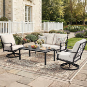 4-Piece Steel Patio Set with Swivel Rockers