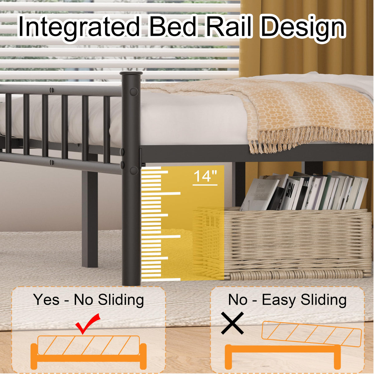 ZASHONT Full Bed Frame with Headboard,Steel Slat Support,Easy Assembly