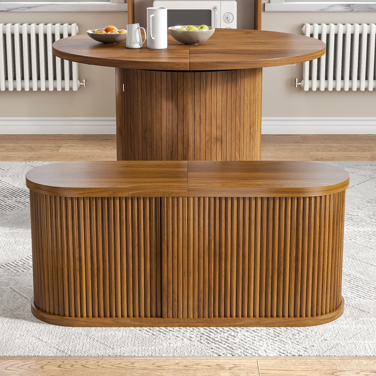 Extendable Curved Dining Bench