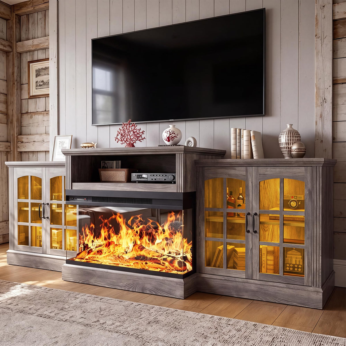 Farmhouse Fireplace TV Stand