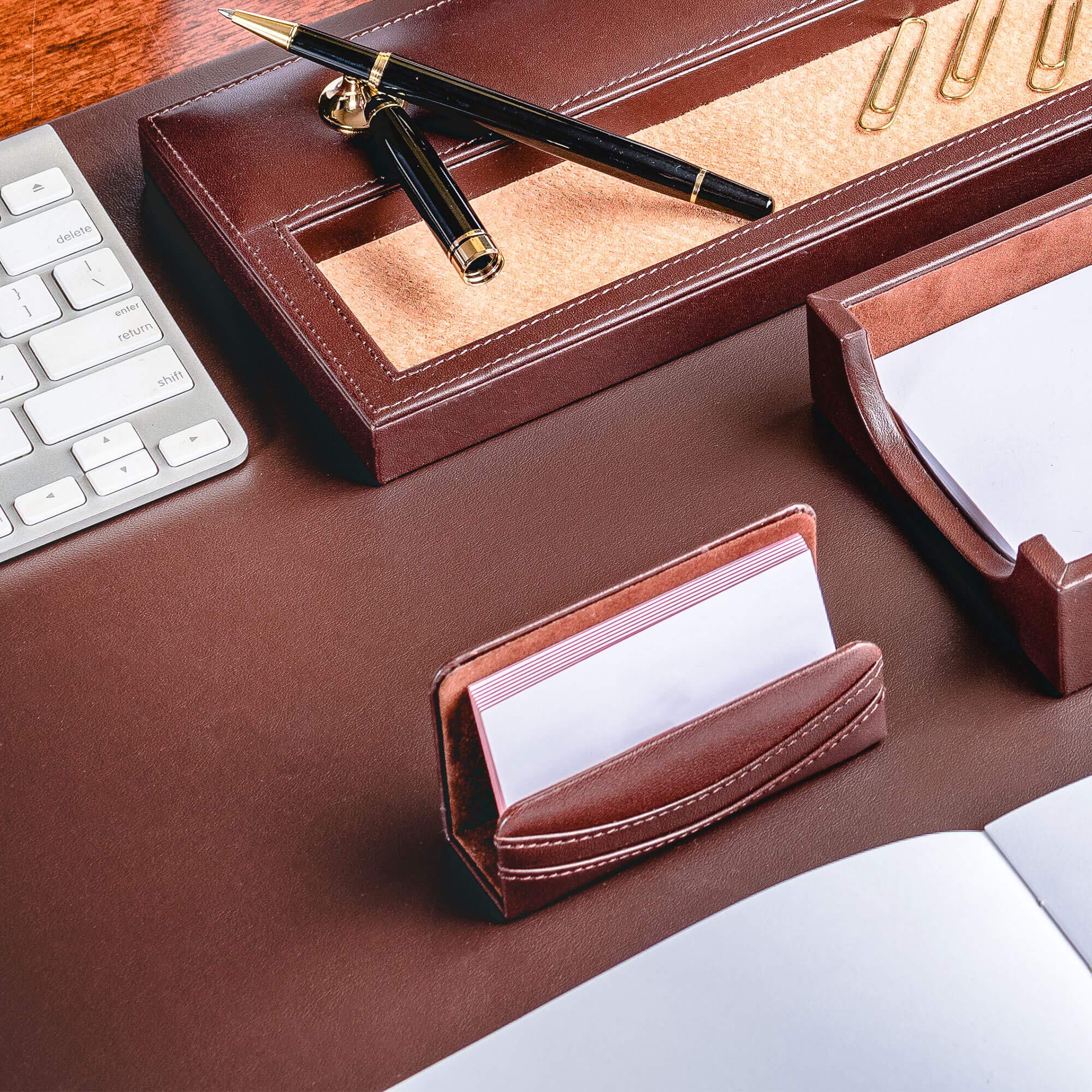 Leather Desk Set 10-Piece