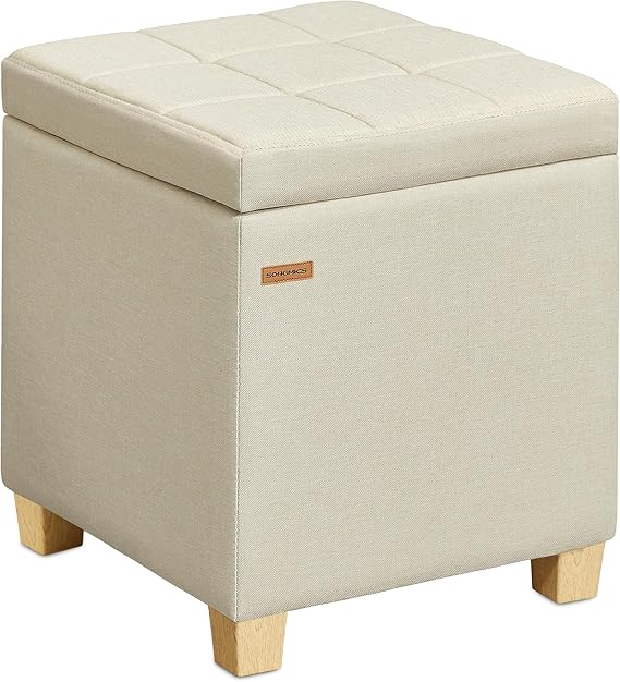 Square Storage Ottoman with Hinged Lid