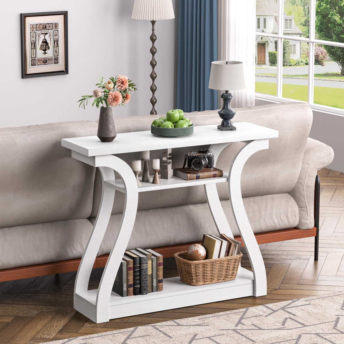 UODERS 47" Narrow Console Table, Entry Table with Curved Legs, Sofa Table