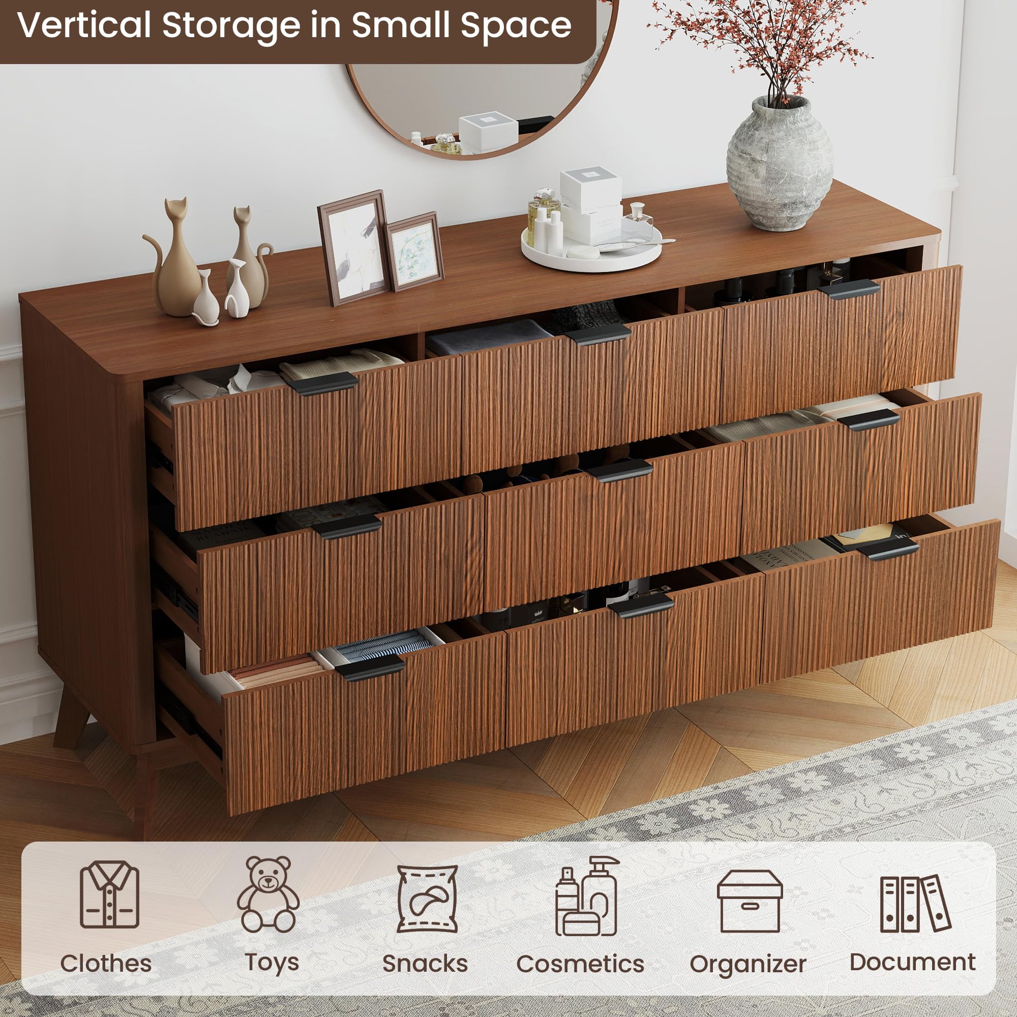 Fluted 9-Drawer Dresser