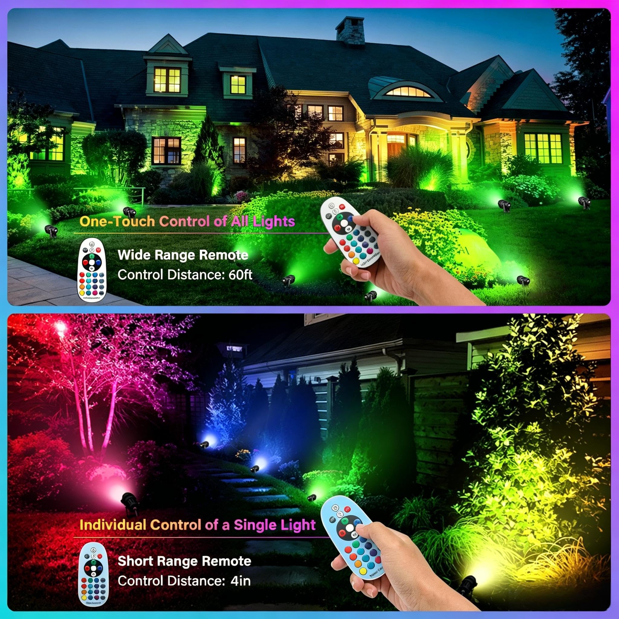 RGBW Outdoor Landscape Spotlights 10-Pack