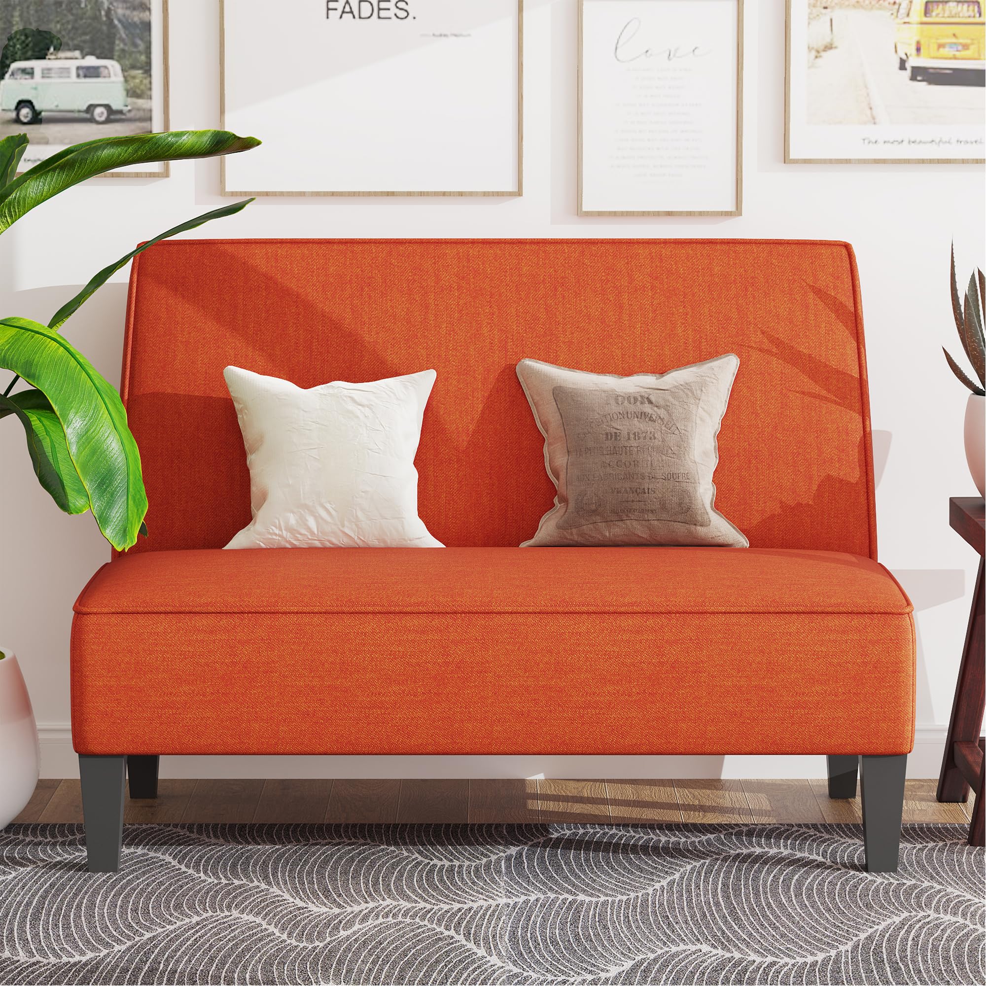 Mid-Century Modern Loveseat with Back