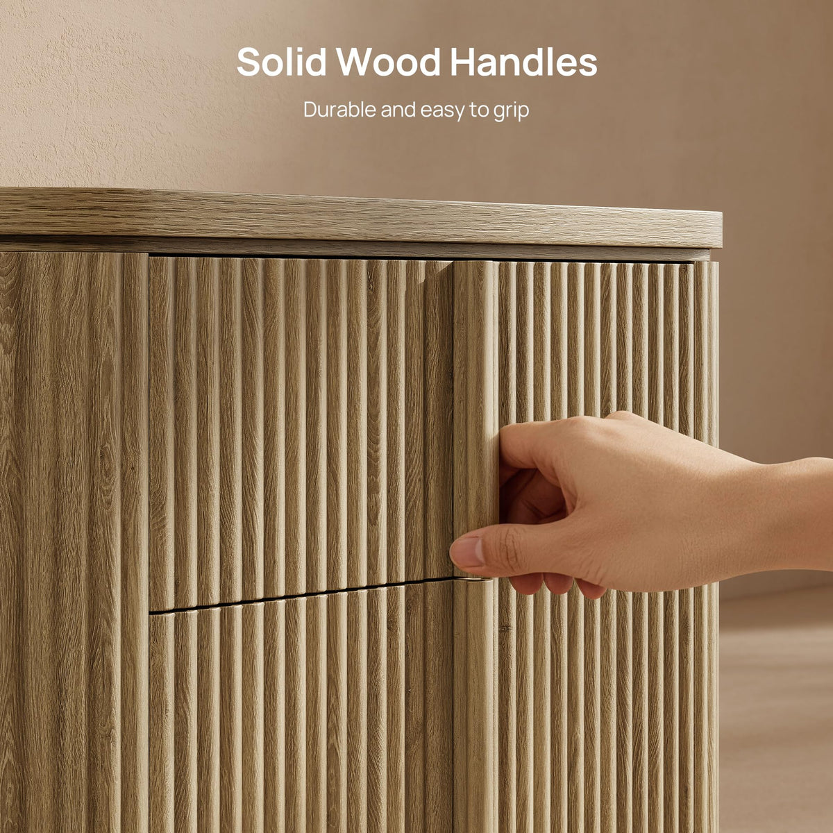 Fluted 3-Drawer Nightstand