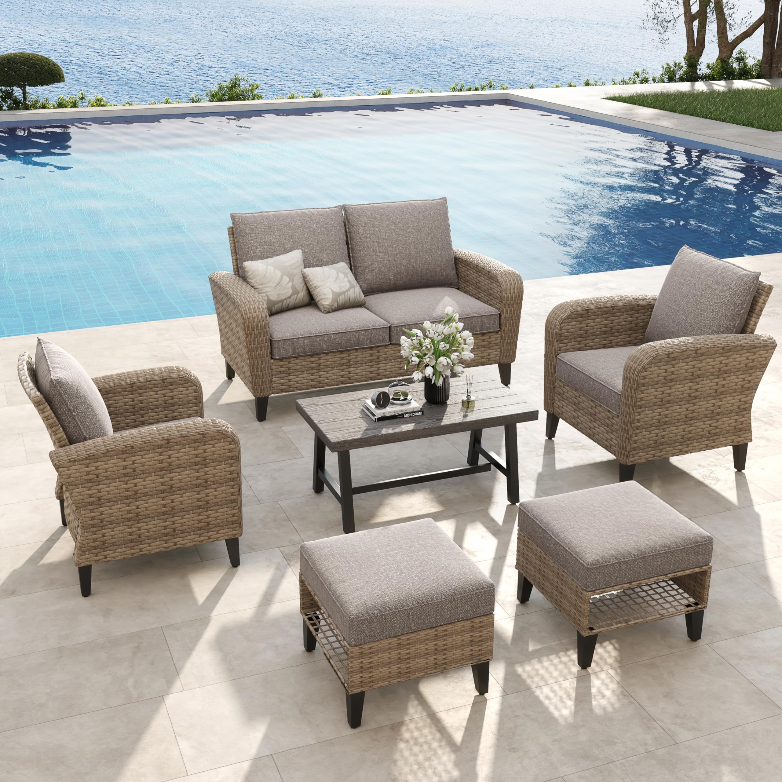 Outdoor Wicker Loveseat Sofa