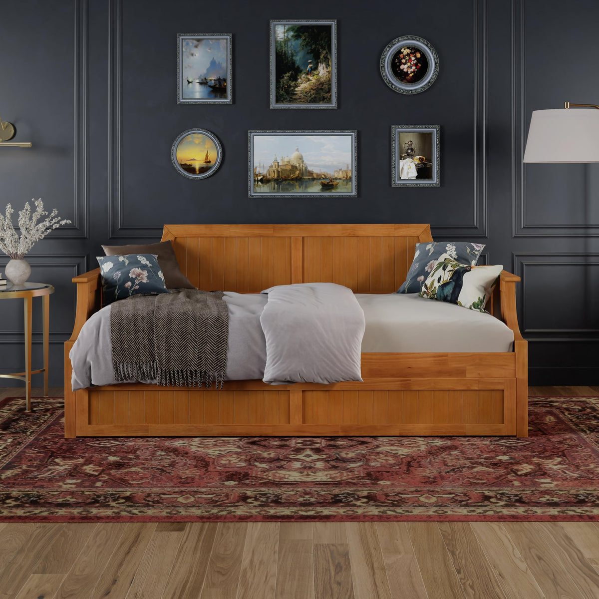 AFI, Cambridge Twin Wood Daybed with Twin Trundle, Light Toffee