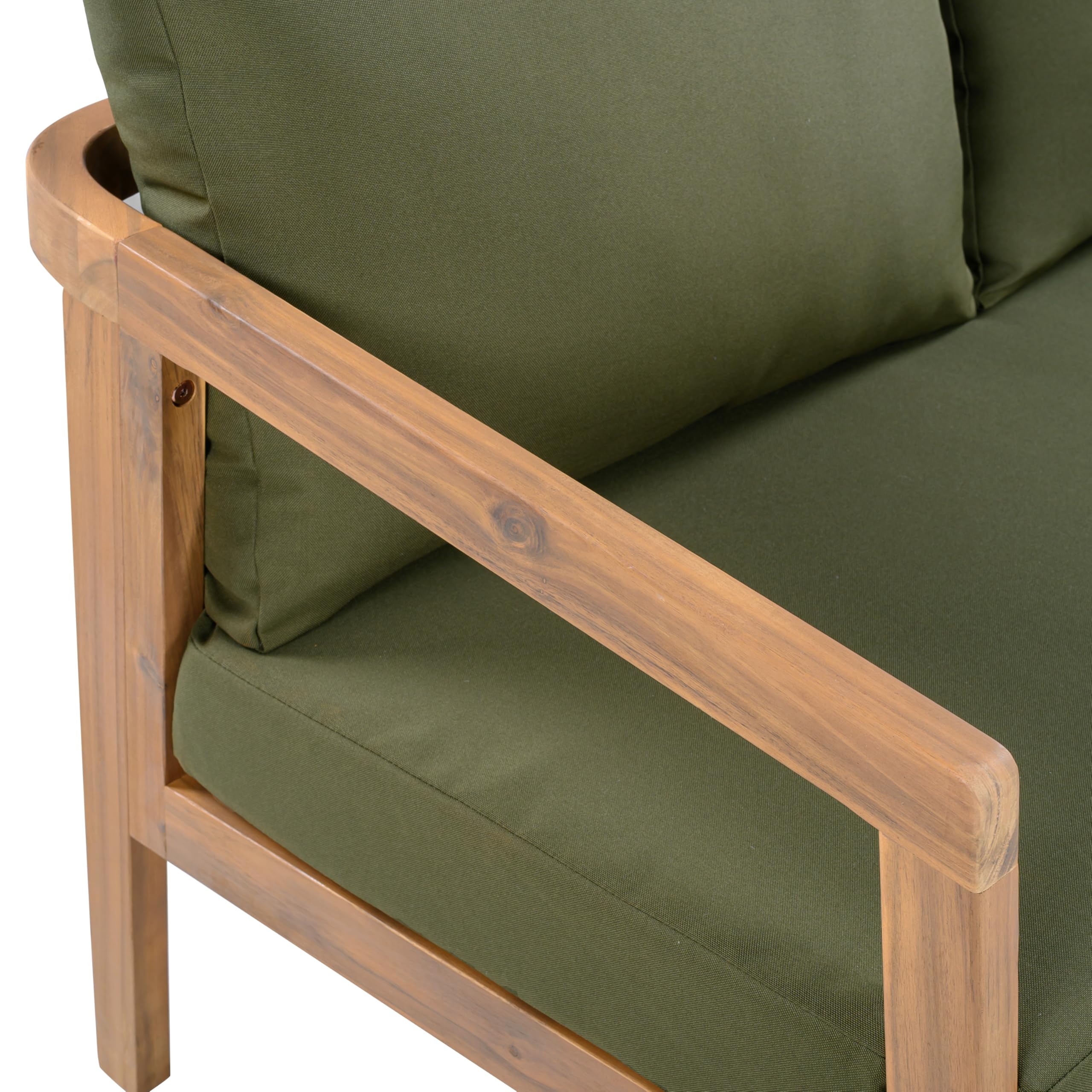 Acacia Wood Outdoor Loveseat Sofa with Removable Cushions