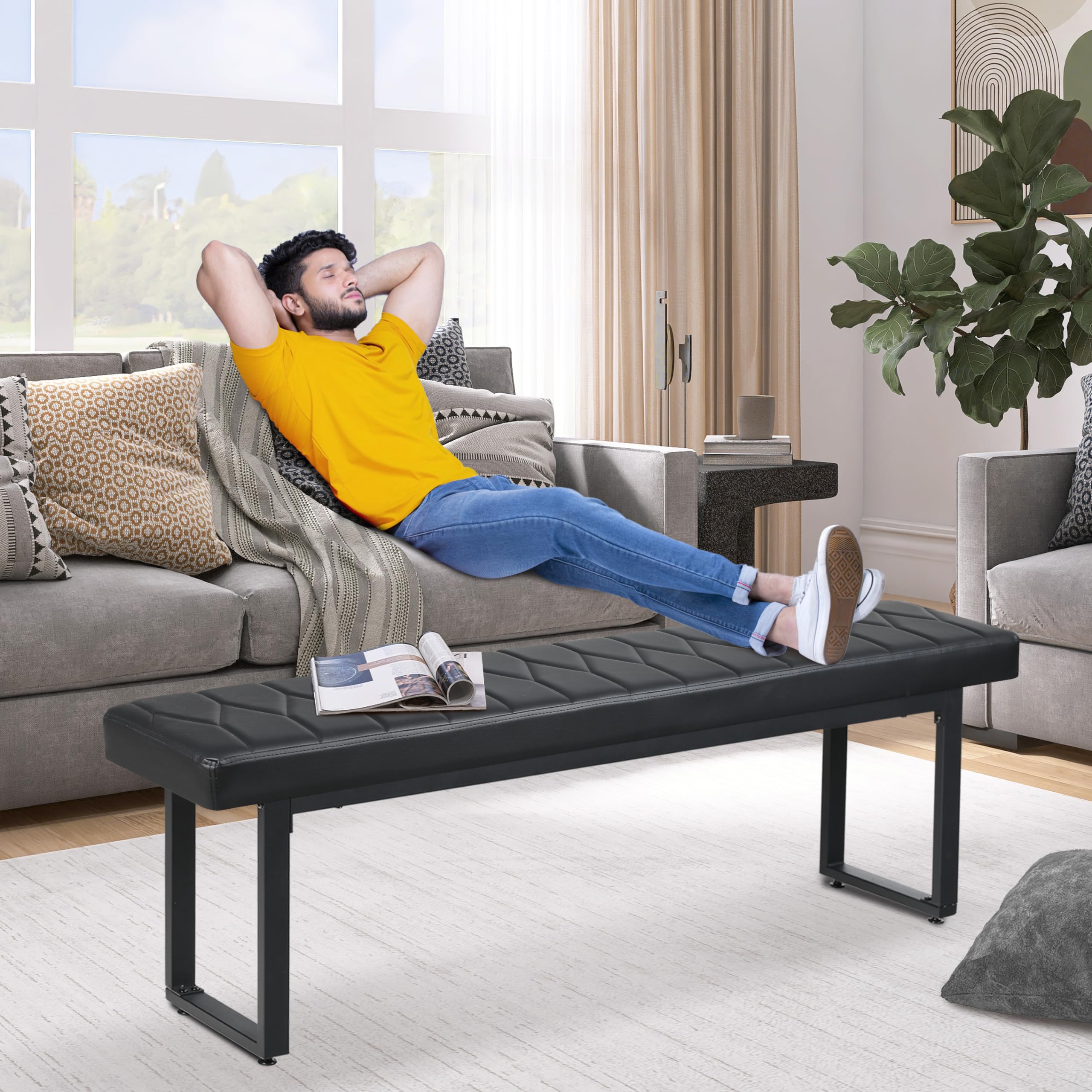 Padded Dining Bench Set of 2