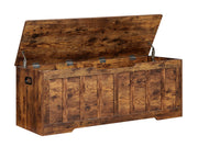 Large Wooden Storage Bench with Safety Hinges