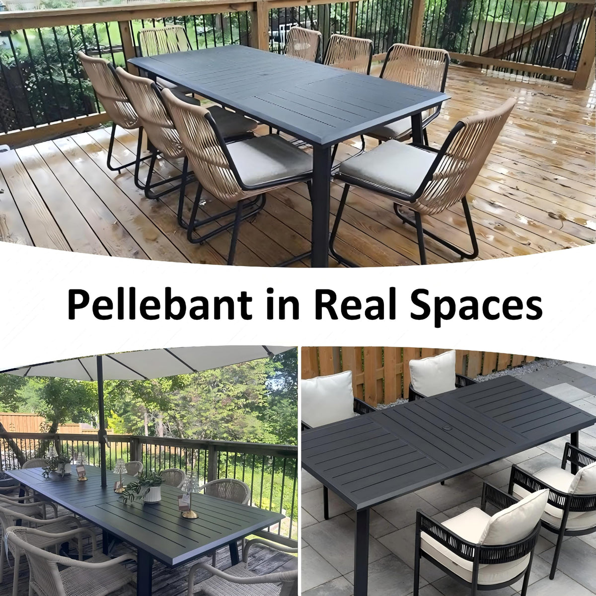 Pellebant Aluminum Outdoor Dining Table for 8 Person