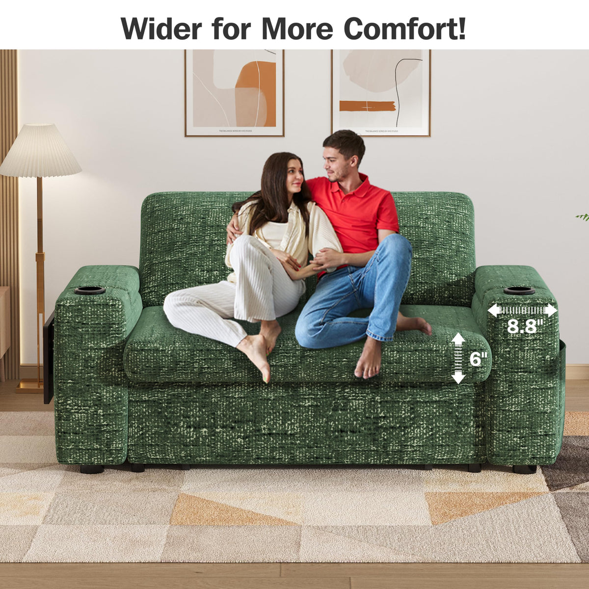 Chenille Pull-Out Sleeper Loveseat