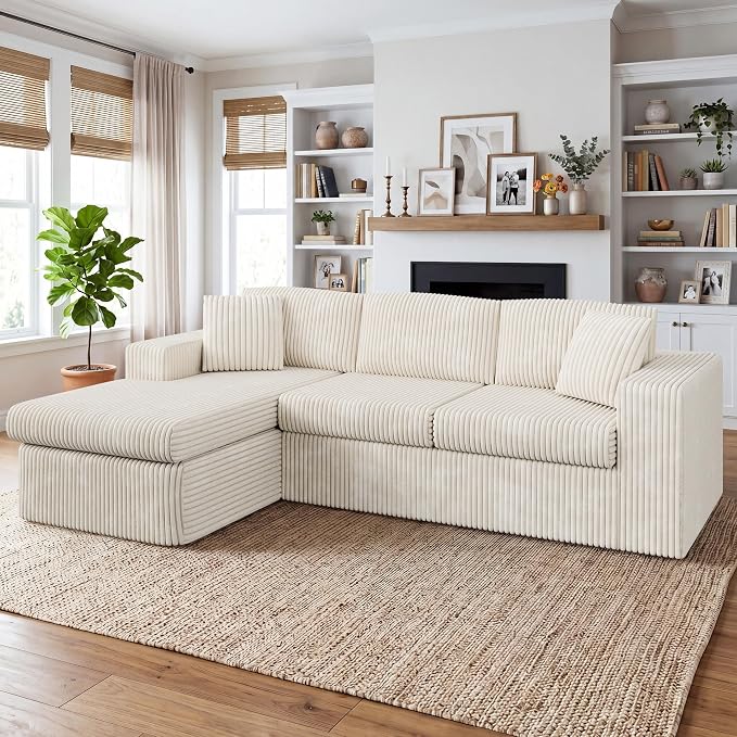 Corduroy L-Shaped Modular Sectional Sofa