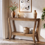2-Tier Solid Wood Console Table with Shelf