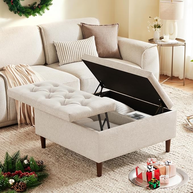 Square Lift-Top Storage Ottoman
