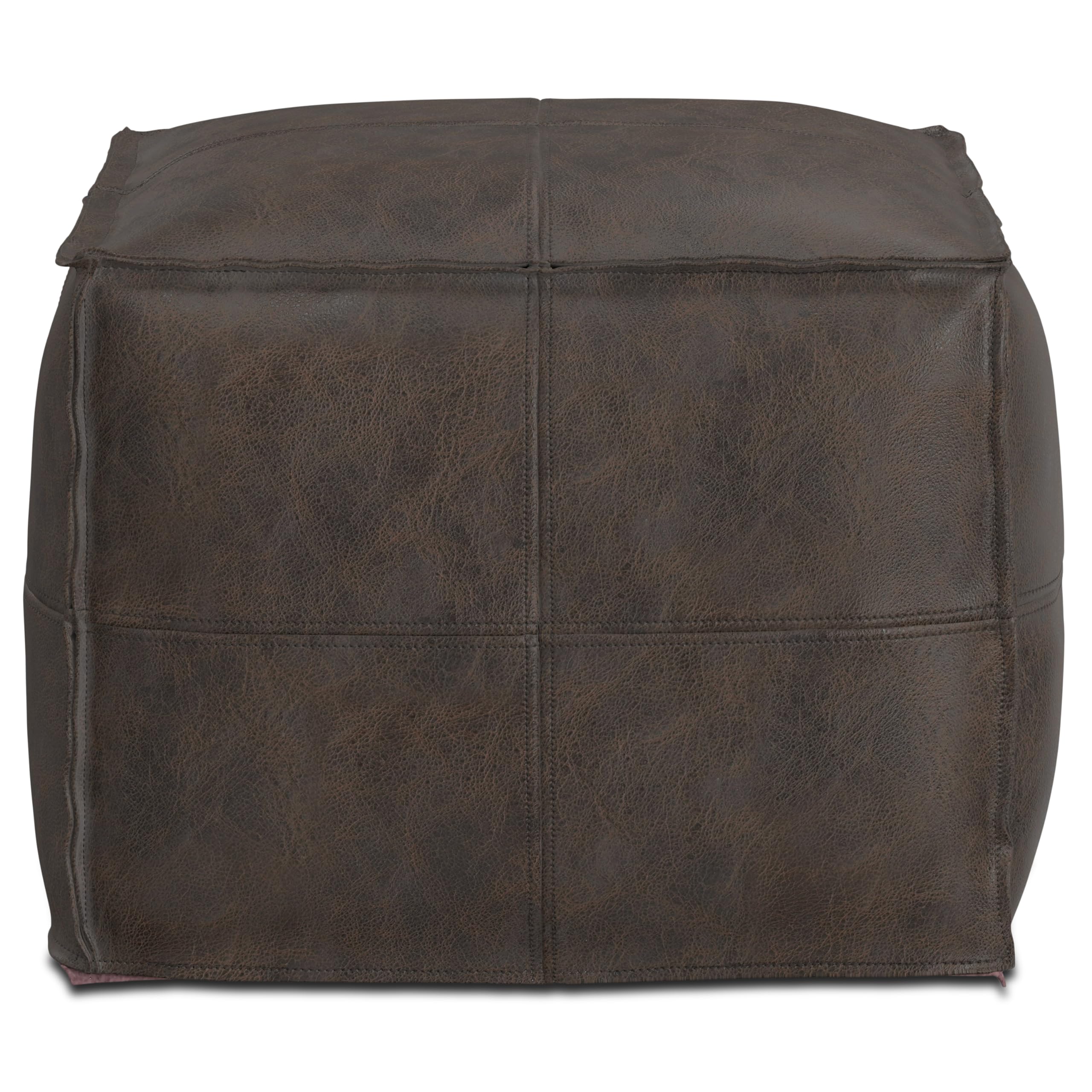 Square Leather Pouf Ottoman