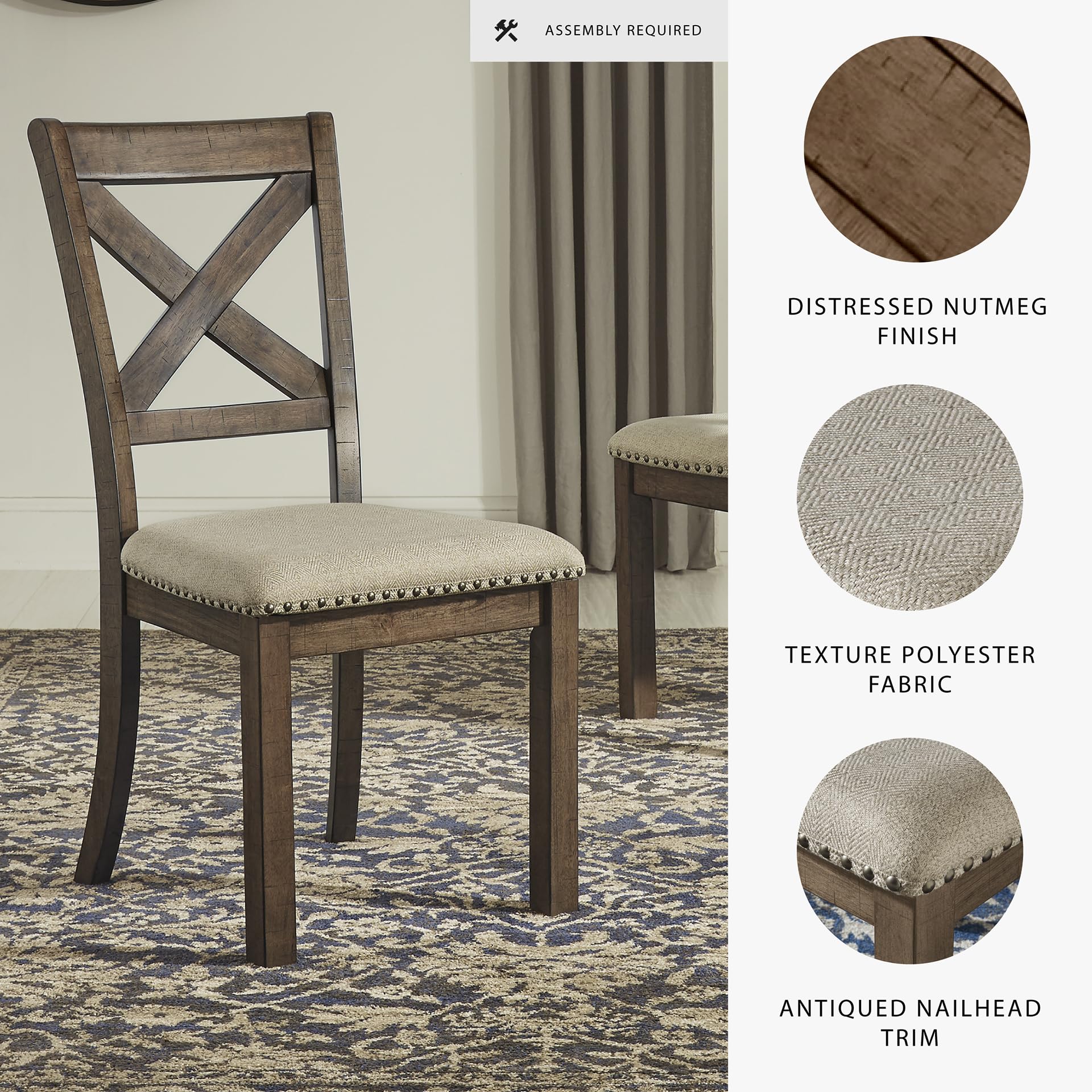 X Back Upholstered Dining Chairs, Set of 2