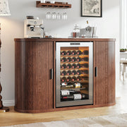 Fluted Coffee Bar Cabinet with Sliding Doors
