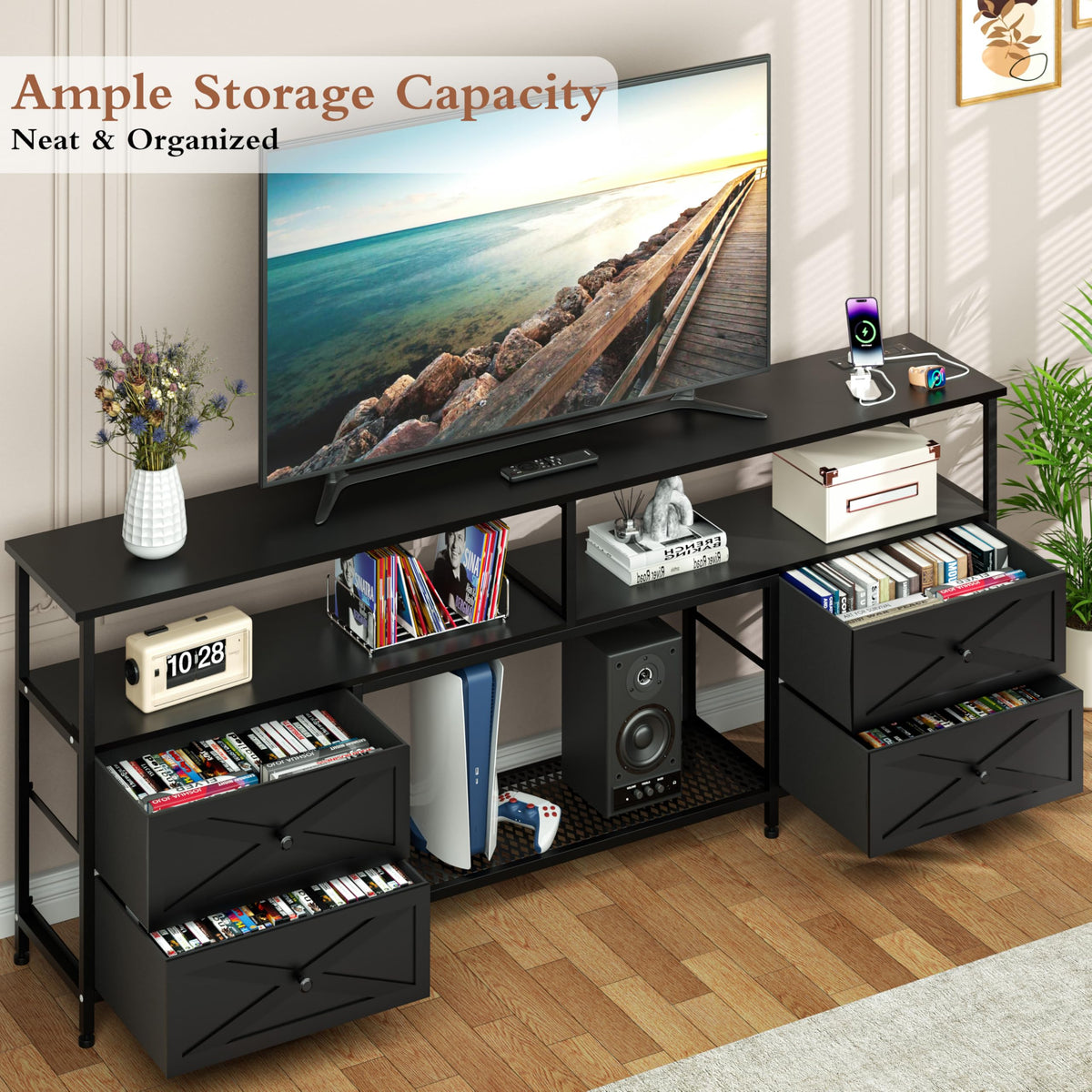 LED TV Stand with Drawers