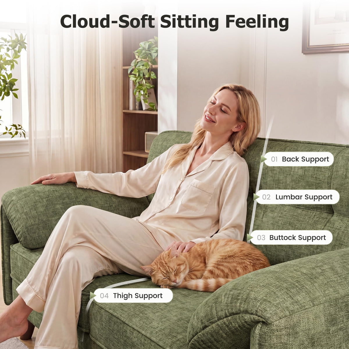 Chenille Loveseat with Storage Pockets