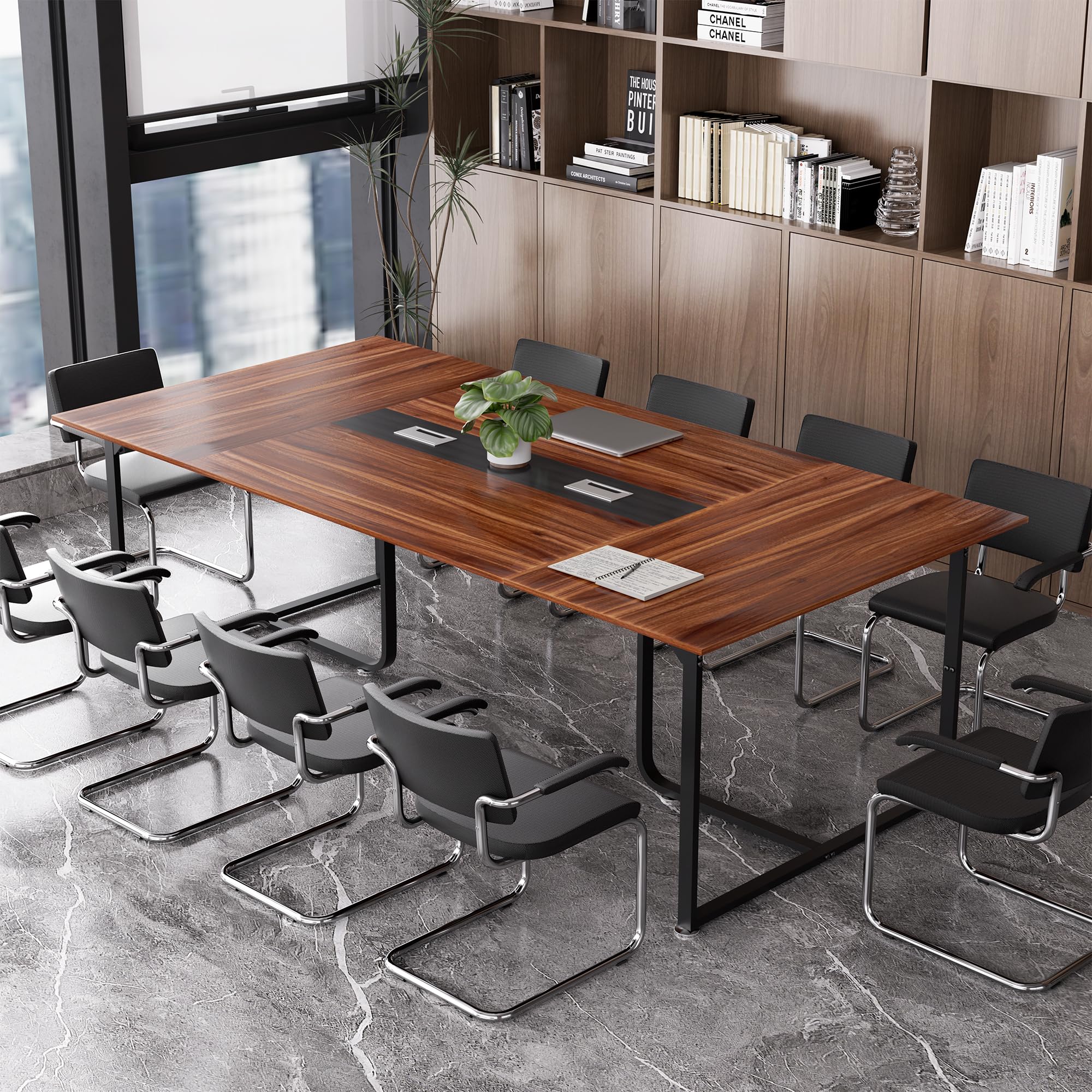 8FT Conference Table with Grommet & Adjustable Foot Pads