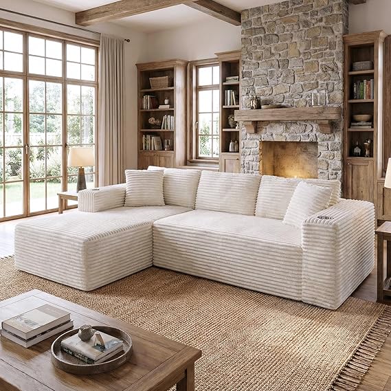 L-Shaped Sectional Sofa with Ottoman