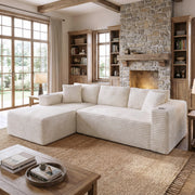 Modular L-Shaped Sectional Sofa with Chaise & Cup Holders