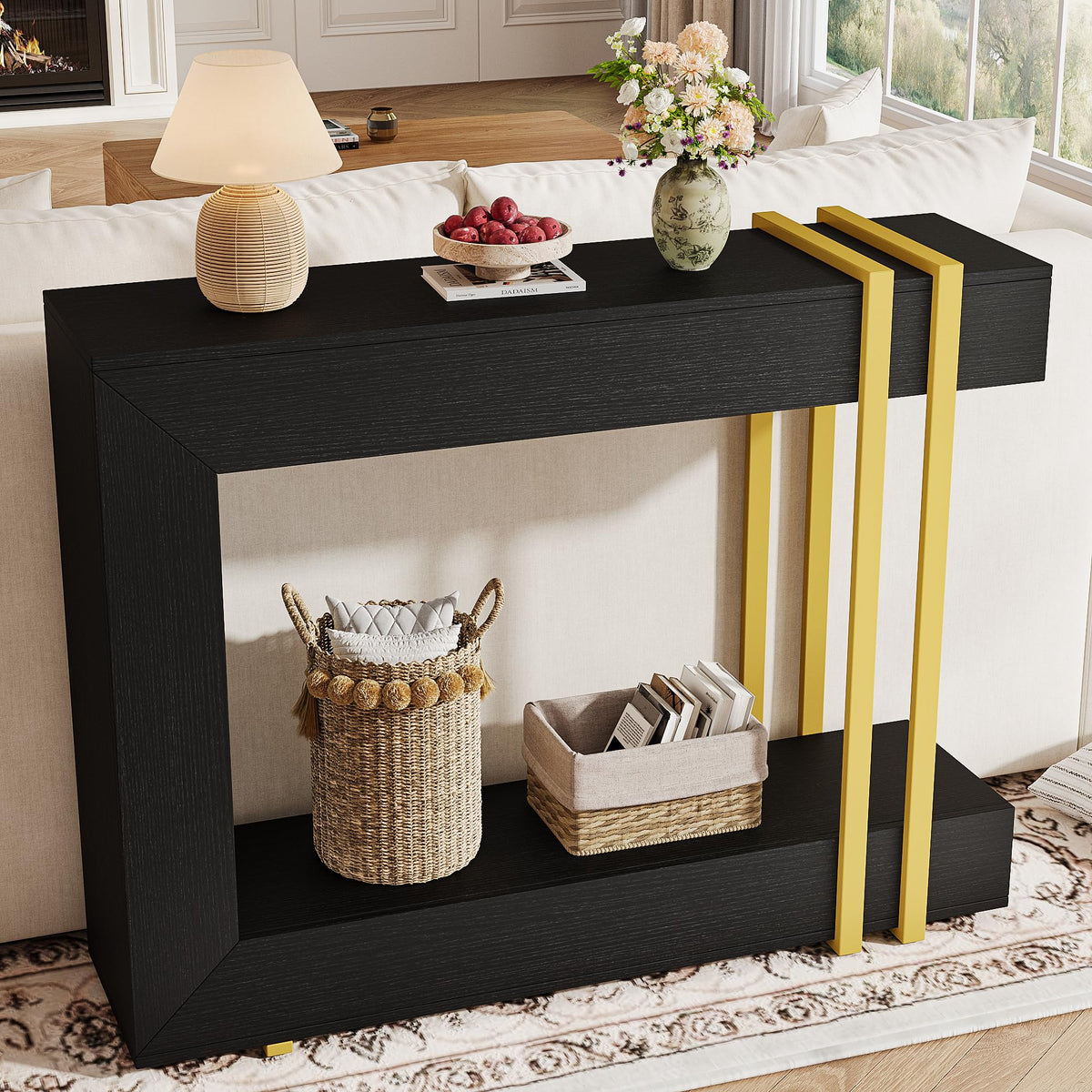 Black Two-Tier Console Table