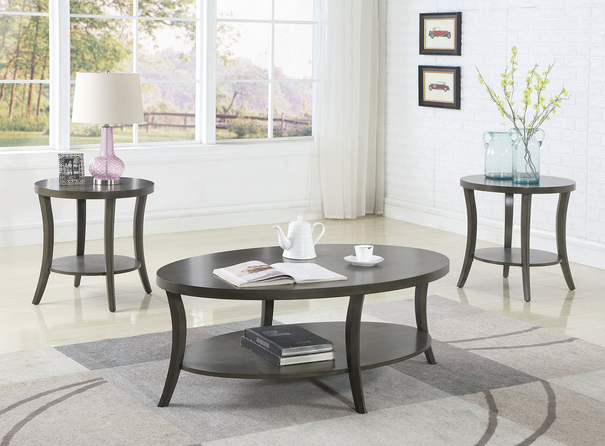 Gray Oval Coffee Table Set