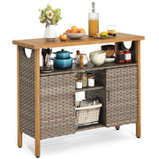 Outdoor Wicker Storage Cabinet with Adjustable Shelves
