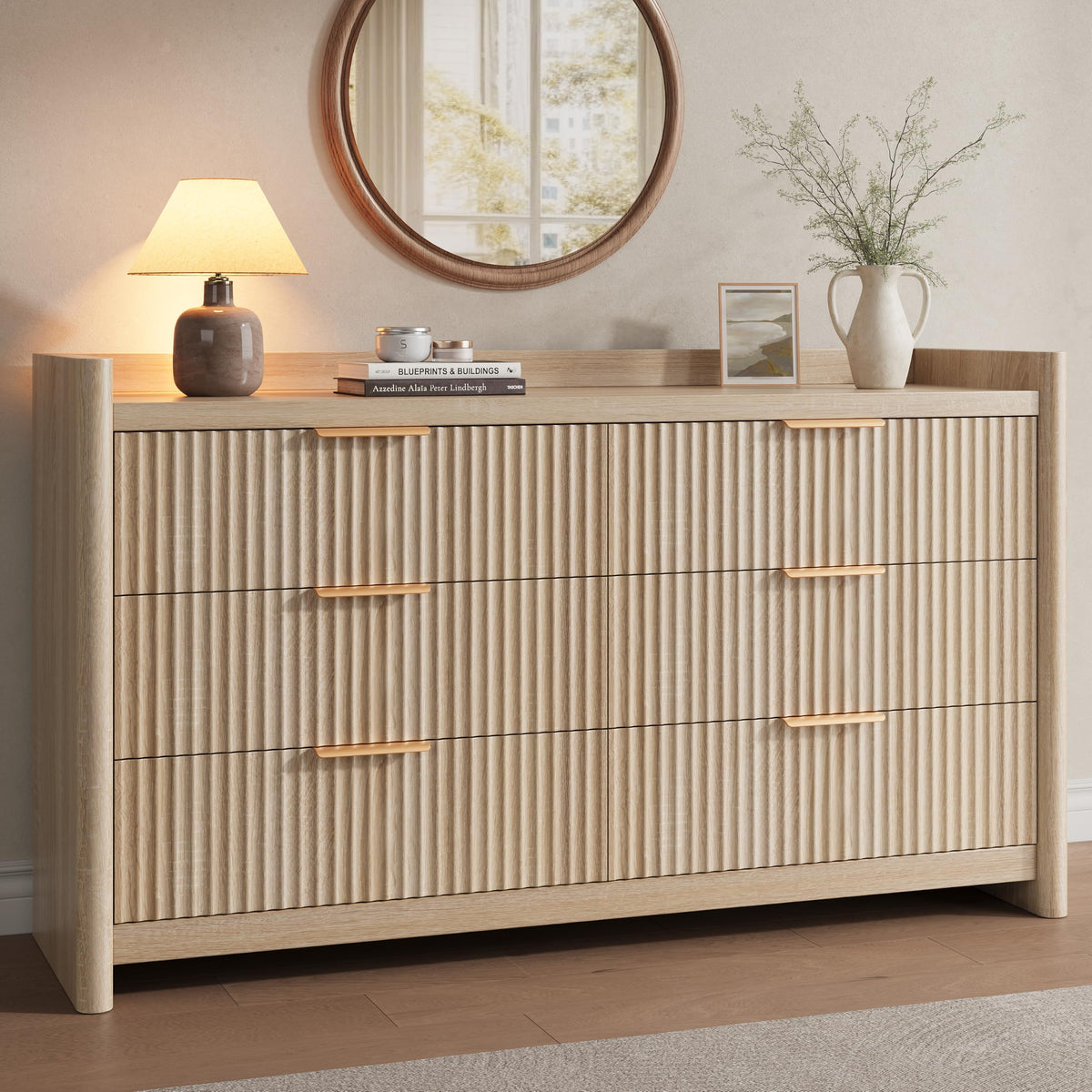 Fluted 6-Drawer Dresser