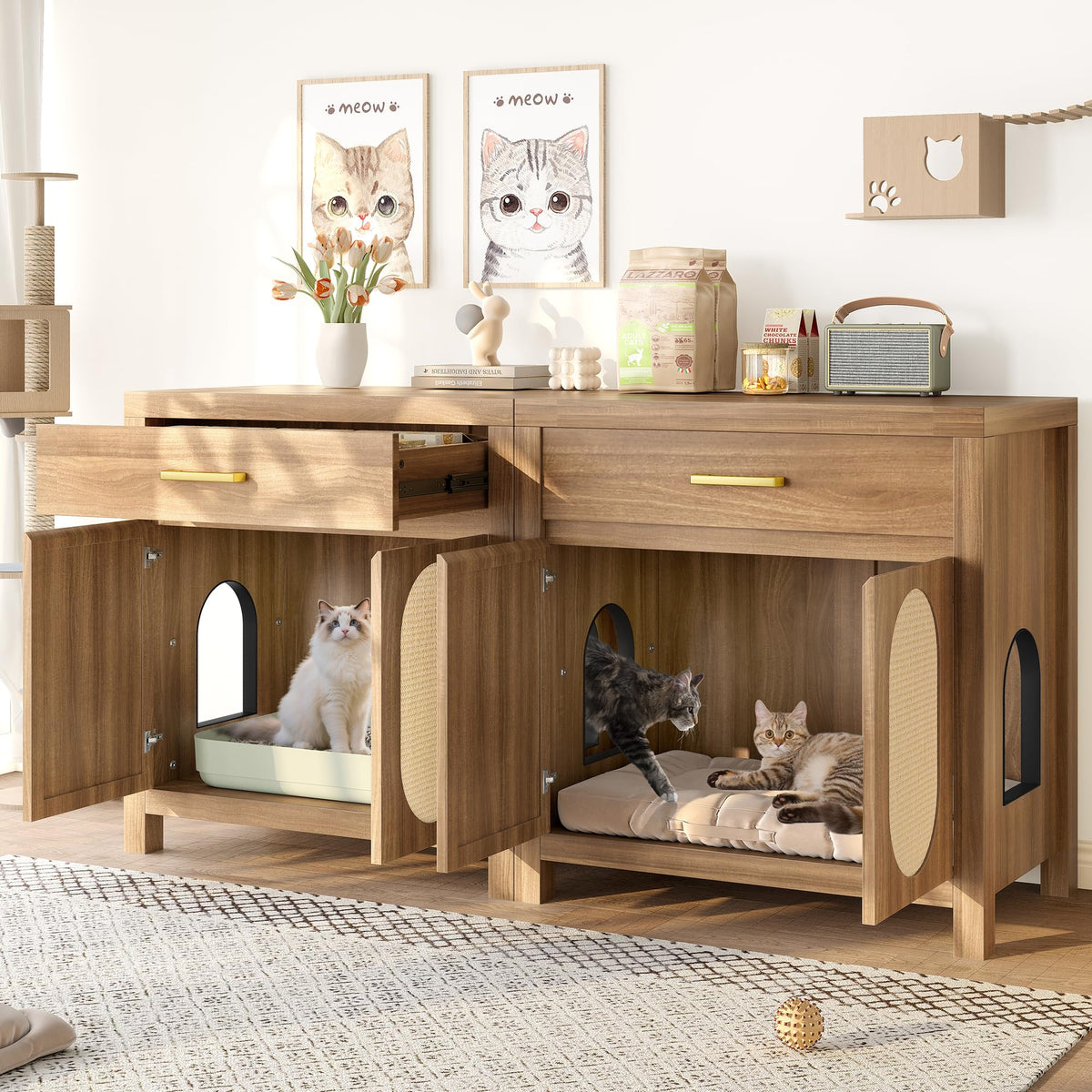 Trygoal Cat Litter Box Enclosure, Hidden Cat Litter Box Furniture, Espresso