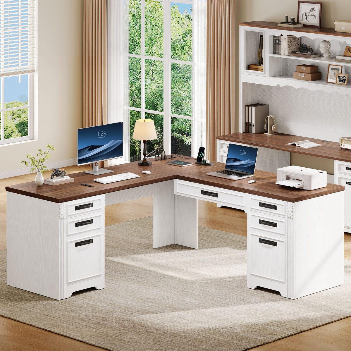L-Shaped Lift-Top Executive Desk