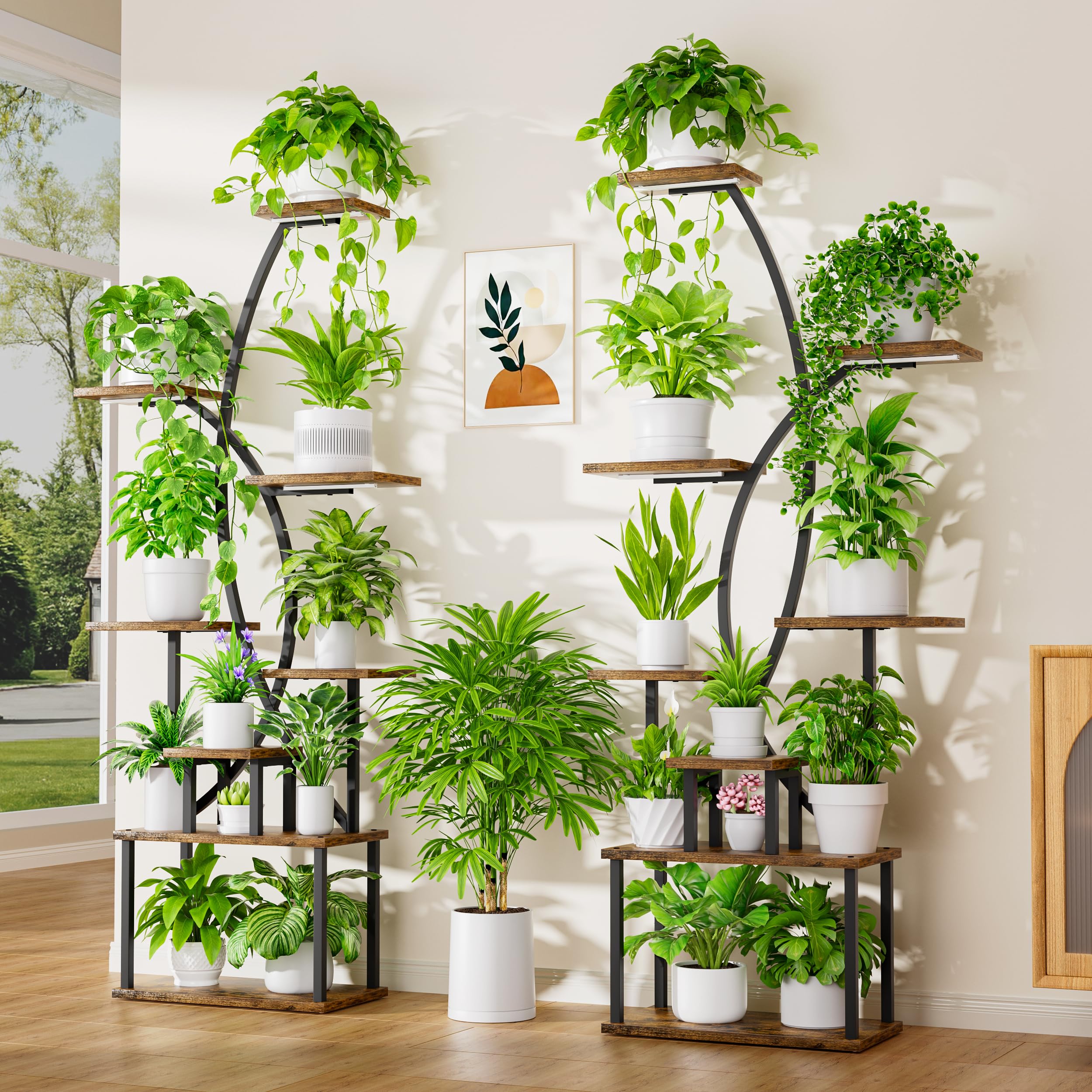 8-Tier Indoor Plant Stand with Grow Lights, 2-Pack
