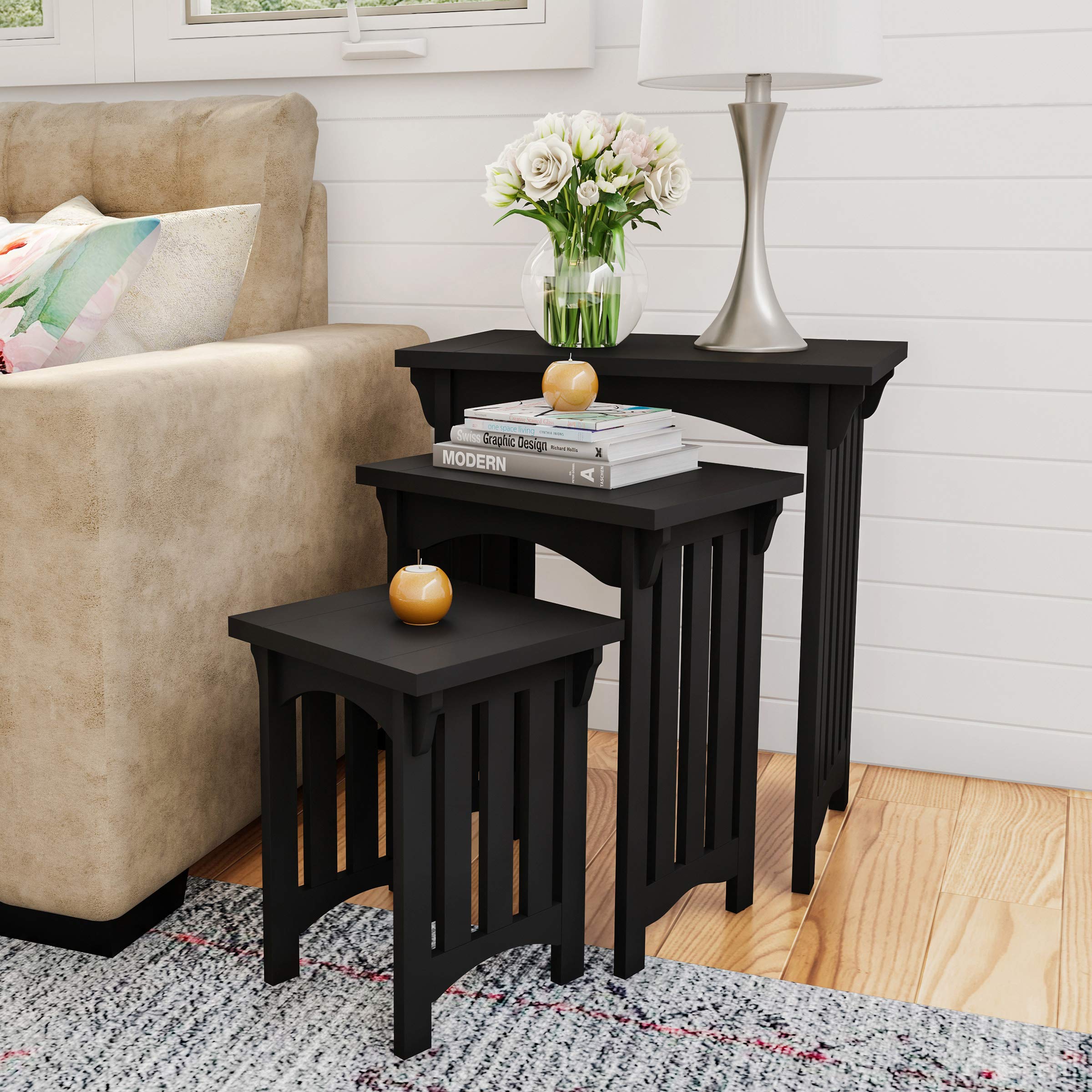 Nesting Side Tables Set of 3 – Mid-Century Modern MDF Wood
