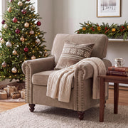 Brown Chenille Nailhead Accent Chair