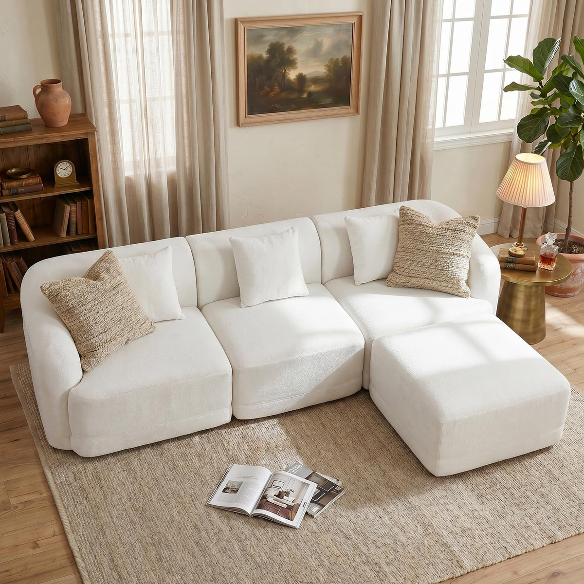 STO'SENSE 112" Boneless Couch 3 Seater Modular Sectional Sofa