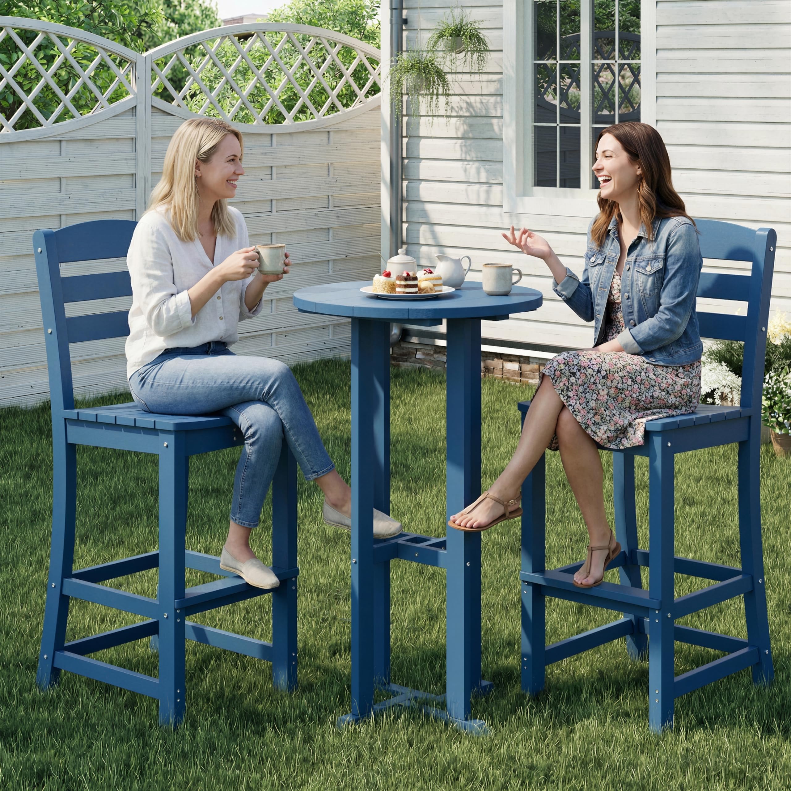 3-Piece Outdoor High-Top Bar Set with Adirondack Chairs
