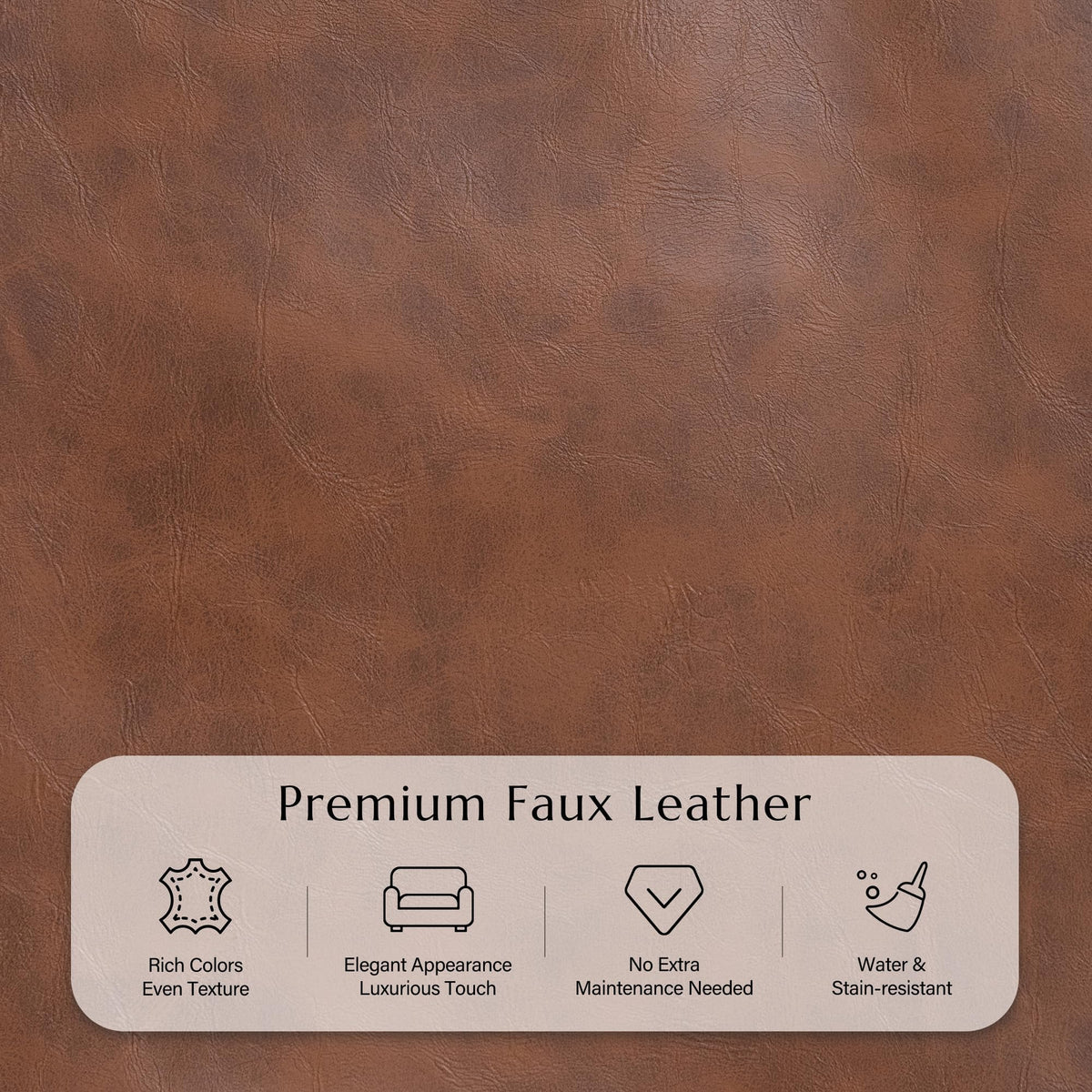 Landassy Home 26" Square Ottoman with Storage, Faux Leather, Caramel