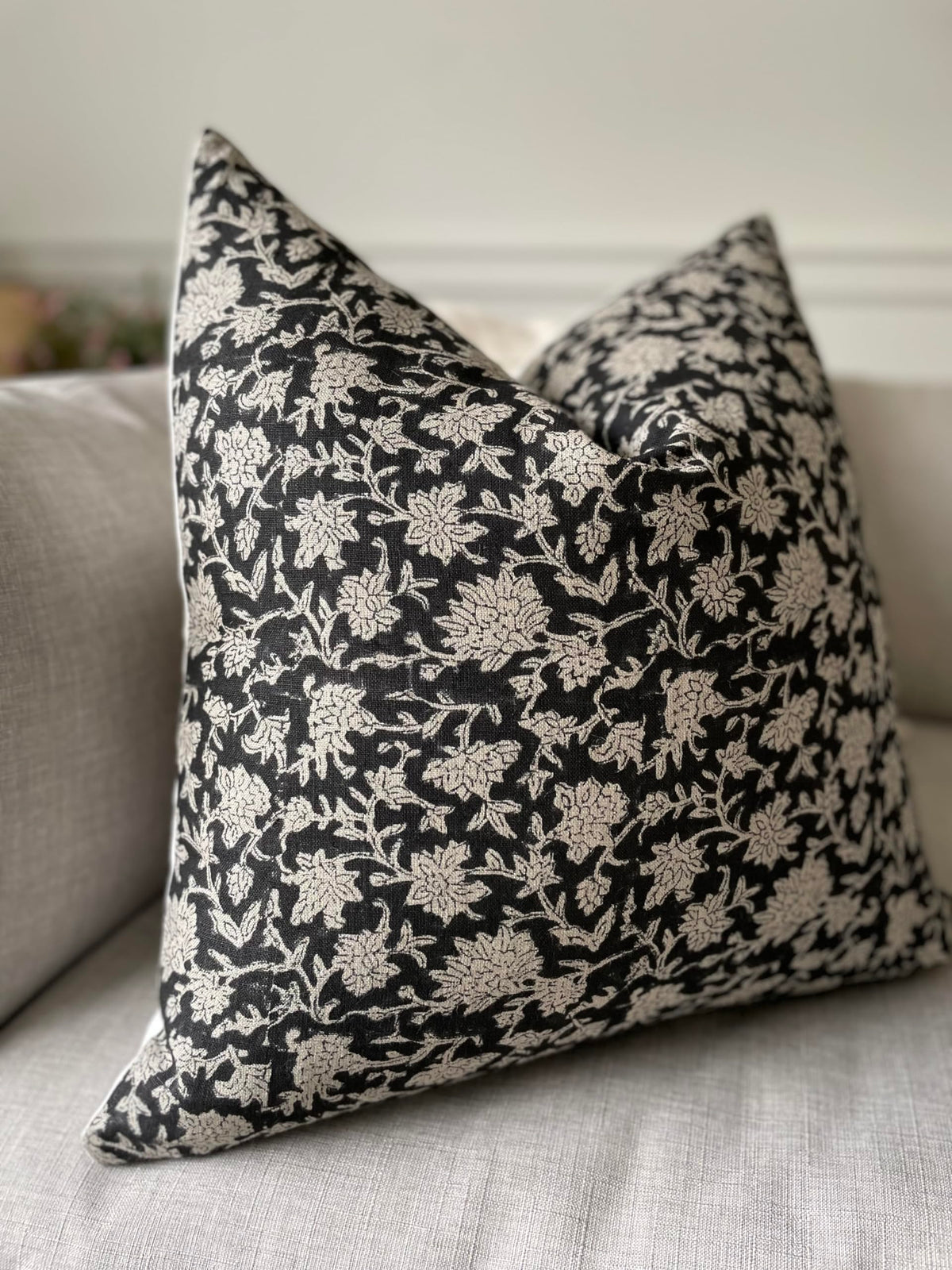Hand-Block-Printed Linen Pillow Cover