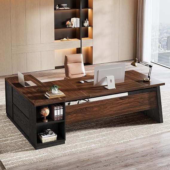 L-Shaped Executive Desk with Drawers