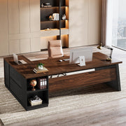 L-Shaped Executive Desk with Drawers & Storage Shelves
