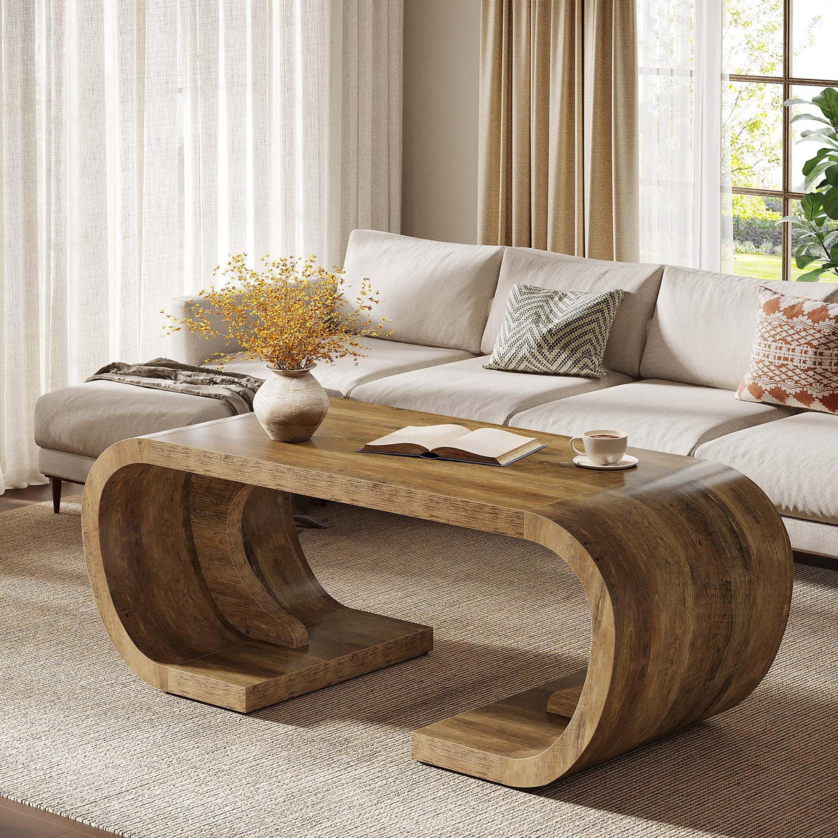 Rustic Curved Coffee Table