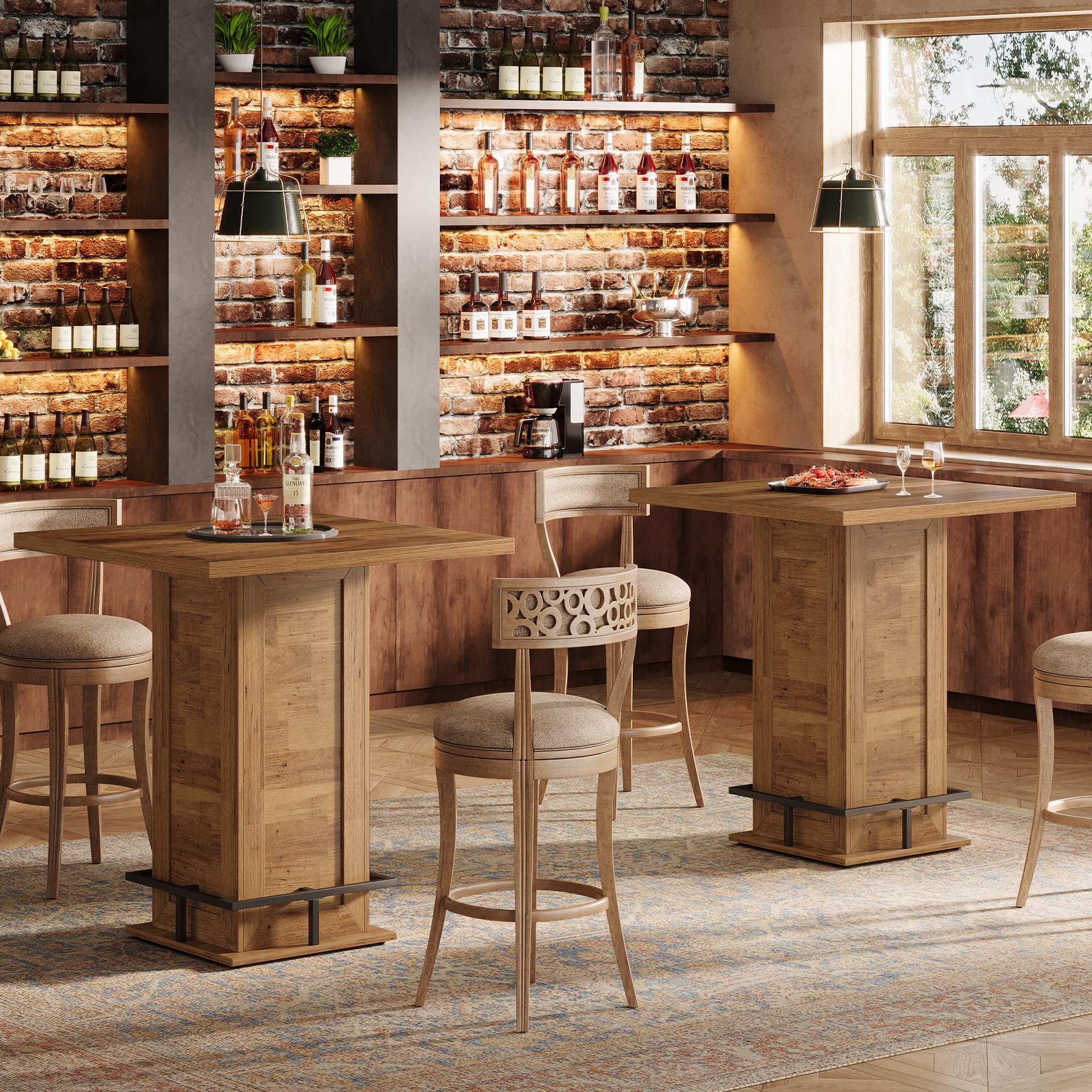 Square Bar Table – Industrial High Top Pub Table