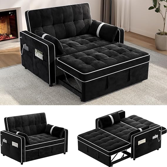 Velvet Convertible Sofa Bed Loveseat
