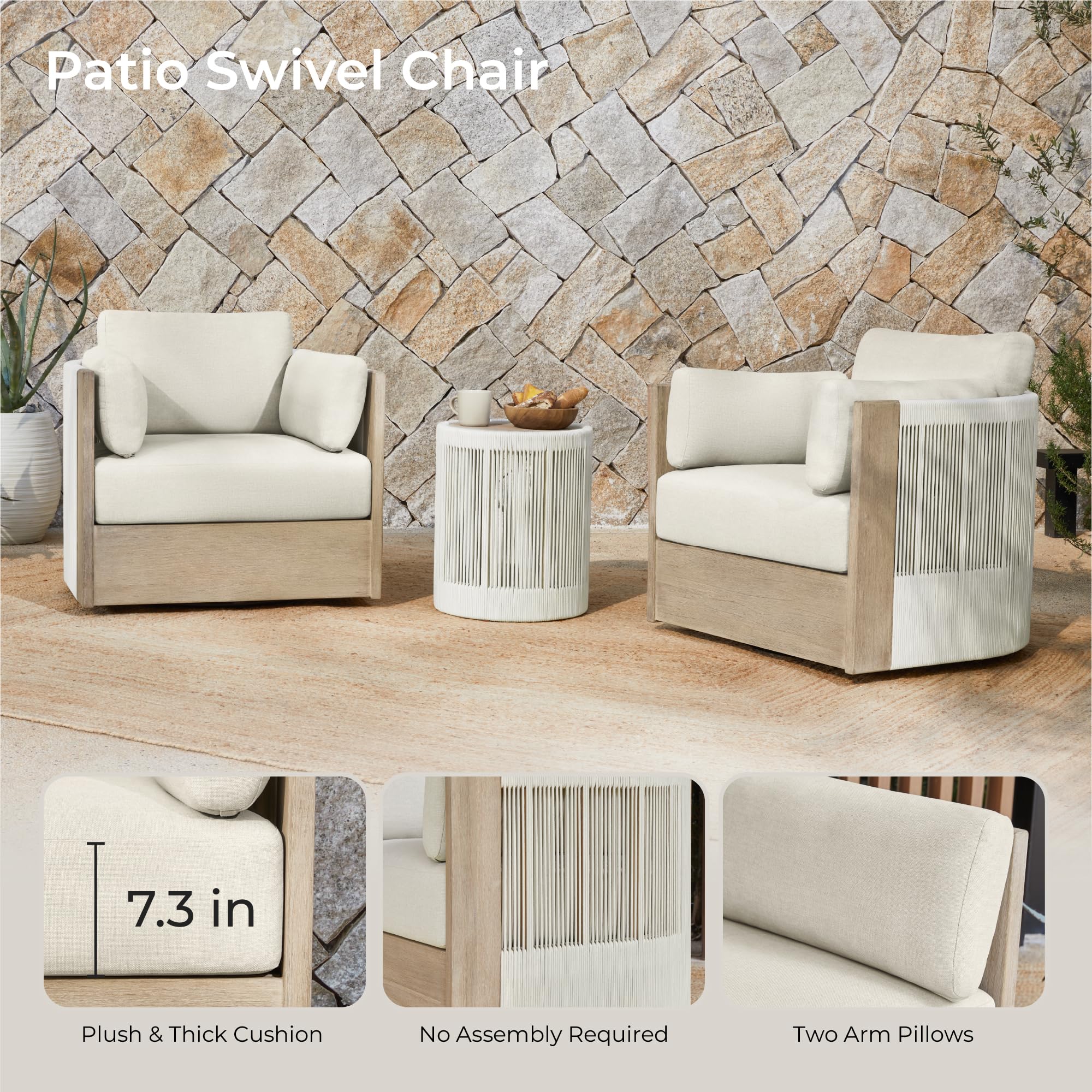 Boho Outdoor Swivel Patio Bistro Set