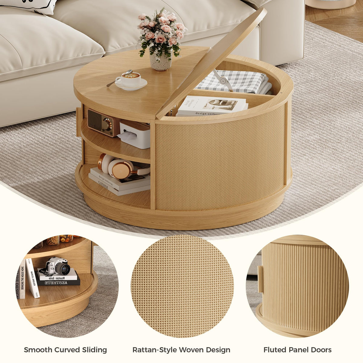 Round Storage Coffee Table
